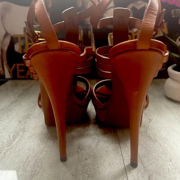 YSL Brown leather platform sandal - Picture 3 of 4